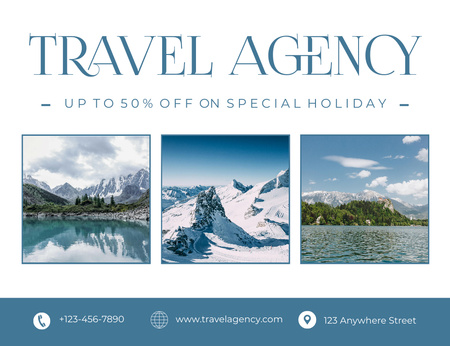 Special Holiday Offer from Travel Agency Thank You Card 5.5x4in Horizontal Design Template