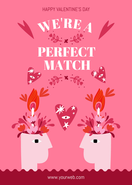 Designvorlage Valentine's Day Cheers With Creative Illustration of Lovers für Postcard 5x7in Vertical
