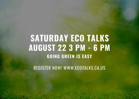 Saturday eco talks Announcement on green leaves Postcard 5x7in Design Template