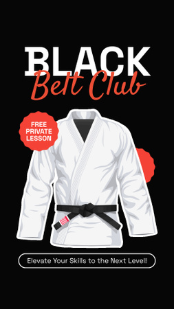Δωρεάν μάθημα Πολεμικών Τεχνών Club Black Belt Instagram Video Story Πρότυπο σχεδίασης