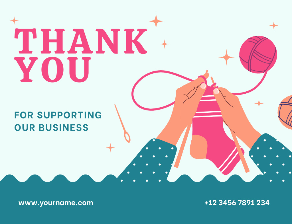 Words of Thanks for Supporting Small Craft Business Thank You Card 5.5x4in Horizontal – шаблон для дизайна