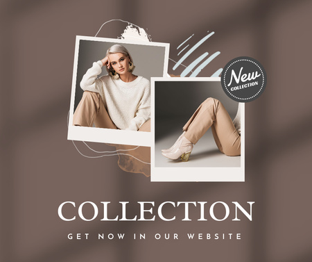 New Clothing Collection on Beige Facebook Design Template