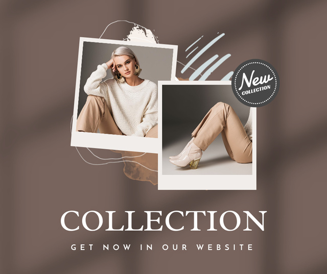 Template di design New Clothing Collection on Beige Facebook