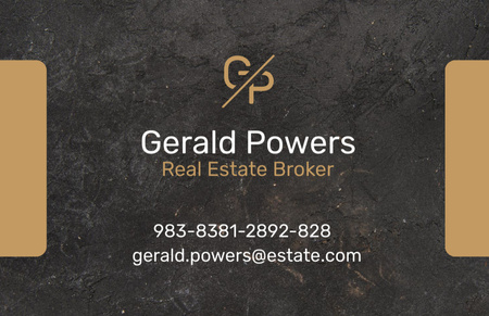 Real Estate Agent Services Ad with Dark Stone Texture Business Card 85x55mm Design Template