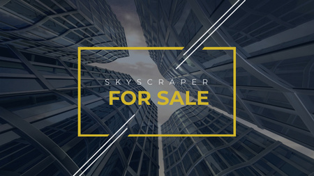 Blue Skyscrapers for Real estate sale Title 1680x945px Design Template