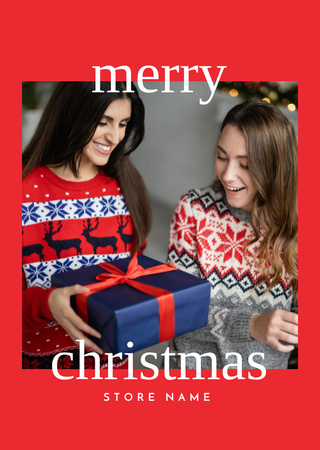 Plantilla de diseño de Christmas Greeting And Present Postcard A6 Vertical 