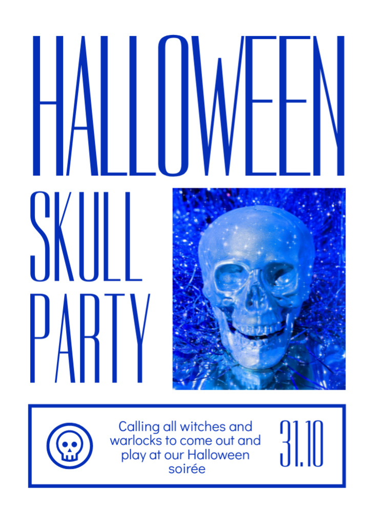 Halloween Skull Party Announcement Flyer A7 Πρότυπο σχεδίασης