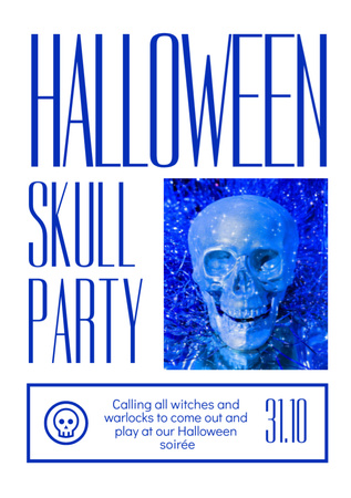 Platilla de diseño Halloween Skull Party Announcement Flyer A7