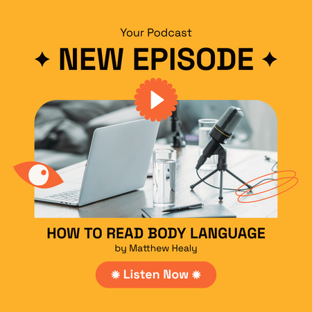 Designvorlage Podcast-Episode über Körpersprache für Instagram