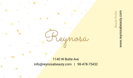 Beauty Studio Contacts with Simple Pattern in Yellow Business card Design Template