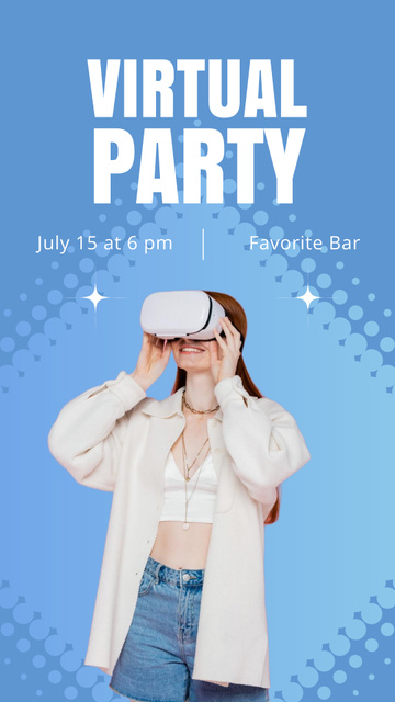 Girl in Virtual Party  Instagram Story – шаблон для дизайну