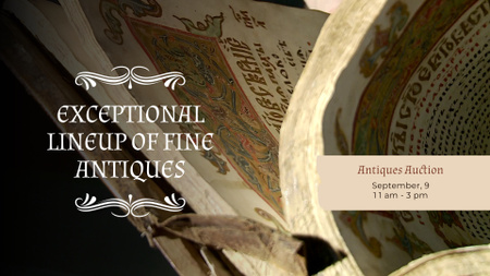 Modèle de visuel Annonce de vente aux enchères d'antiquités avec des livres rares - Full HD video