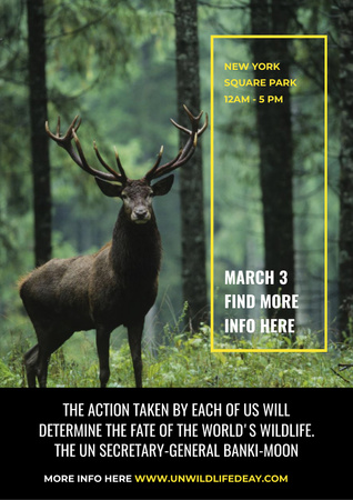 Eco Event announcement with Wild Deer Flyer A4 Design Template