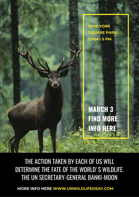 Eco Event Announcement with Wild Deer in Forest Flyer A4 Design Template