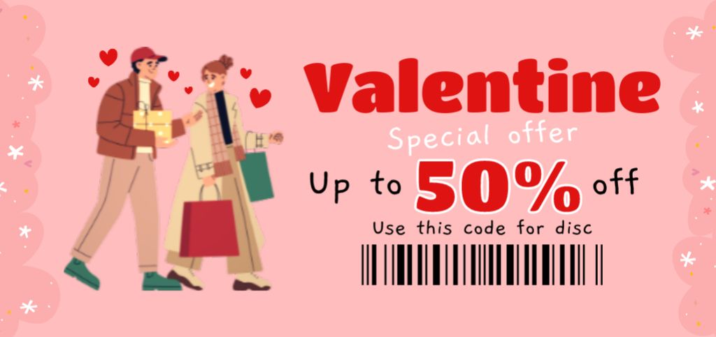 Ontwerpsjabloon van Coupon Din Large van Romantic Shopping Discounts for Couples in Love