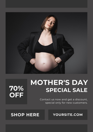 Plantilla de diseño de Descuento en el Día de la Madre con Mujer Embarazada Poster 