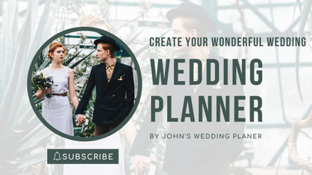 Wedding Planner Services Offer with Young Bride and Groom Youtube Thumbnail Design Template