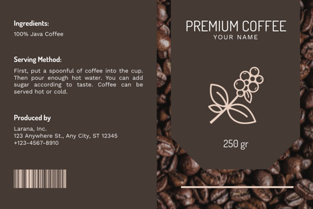 Modèle de visuel Grains de café Premium Marron - Label