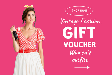 Designvorlage Vintage female fashion pink für Gift Certificate