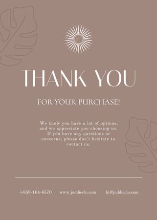 Plantilla de diseño de Thank You for Order Text on Brown Postcard 5x7in Vertical 