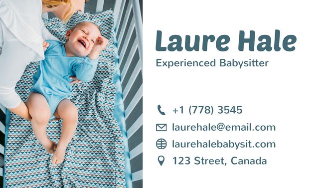 Ontwerpsjabloon van Business card van Babysitting Services Ad with Cute Baby