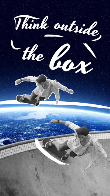 Teenager riding Skateboard in Space Instagram Story Πρότυπο σχεδίασης