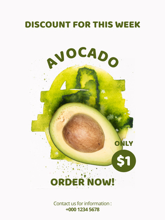Weekly Discount For Avocado Poster US Design Template