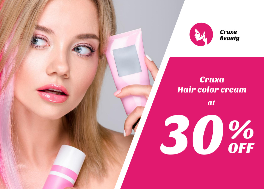 Ontwerpsjabloon van Flyer 5x7in Horizontal van Professional Hair Color Cream Sale Offer