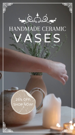 Handmade Ceramic Vases With Discount And Florals TikTok Video Design Template