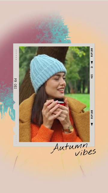 Autumn Inspiration with Stylish Young Girl Instagram Video Story Πρότυπο σχεδίασης