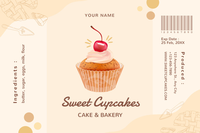 Sweet Cupcakes Retail Label Tasarım Şablonu