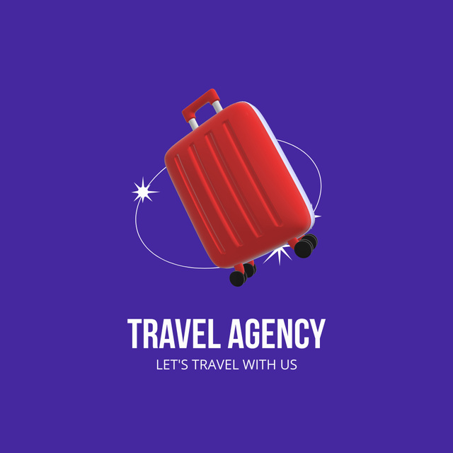 Travel Agency's Tour Offer with Red Suitcase Animated Logo Tasarım Şablonu