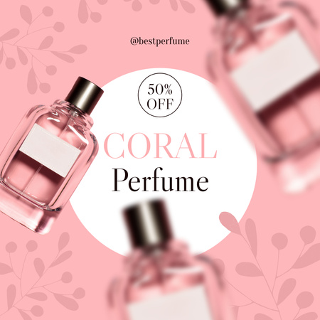 Plantilla de diseño de Oferta de descuento en perfume coral Instagram 