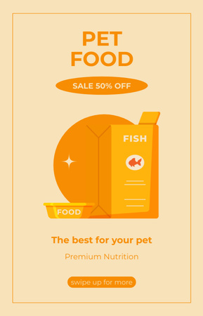 Food For Cats Sale Ad on Yellow IGTV Cover Design Template