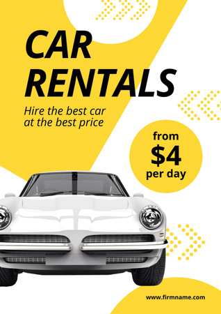 Car Rentals Service Poster A3 Design Template