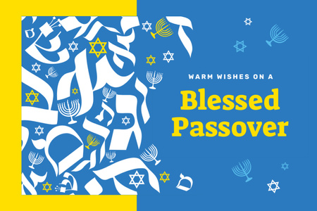 Passover Holiday Celebration With Wishes Postcard 4x6in Šablona návrhu