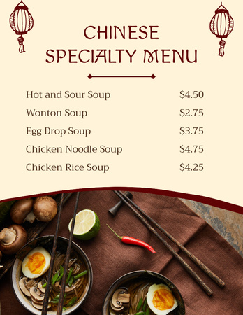 Chinese Dish with Egg Menu 8.5x11in Design Template