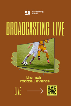Soccer Match Live Announcement Invitation 6x9in Design Template
