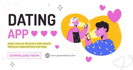 Ajánlat a Dating App telepítésére Facebook AD tervezősablon