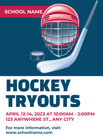 Hockey Tryouts Announcement Poster US Design Template