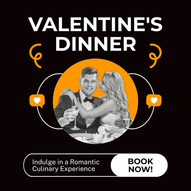 Valentine's Dinner Discount Instagram AD Design Template