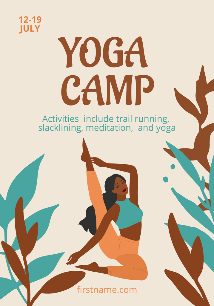 Yoga Camp Promotion With Wide-range Of Activities Poster 28x40in – шаблон для дизайну
