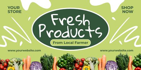 Friss termékeket kínálunk a helyi termelői piacról Twitter tervezősablon