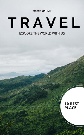 Utazás a világ körül hegyi kilátással Book Cover tervezősablon