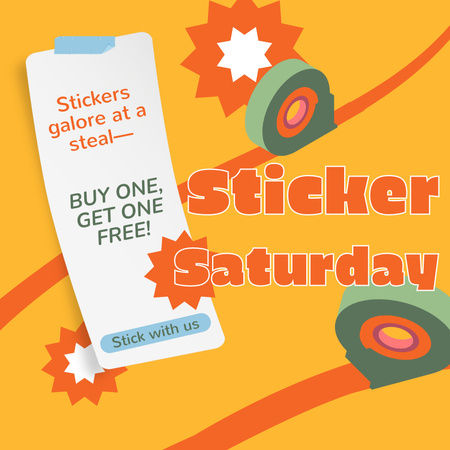 Stationery Shops Promotion With Stickers Animated Post Design Template