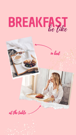Plantilla de diseño de Woman enjoying Delicious Breakfast Instagram Story 