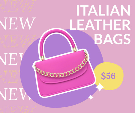 Plantilla de diseño de Oferta de venta de bolsos de cuero italianos Facebook 
