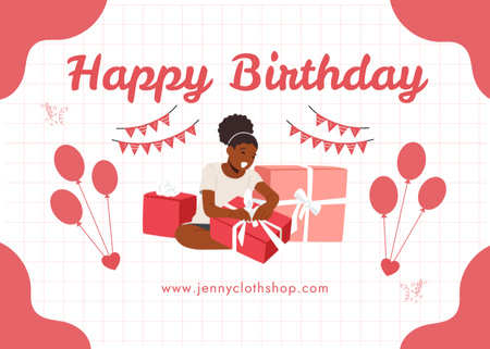 Happy Birthday to African American Girl Postcard 5x7in Design Template