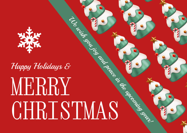 Christmas Holiday Greeting with Trees Postcardデザインテンプレート