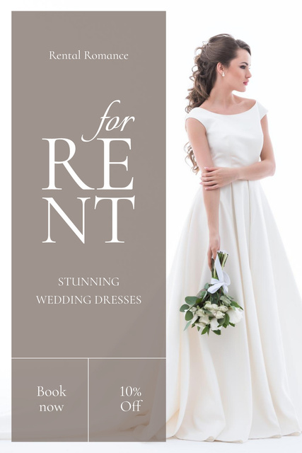 Designvorlage Romantic Wedding Dresses Rental Offer für Pinterest